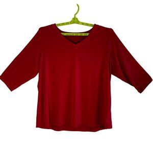 Susan Graver Modern Essentials Hot Pink V-Neck Three-Quarter Sleeve Top SZ 3XLP